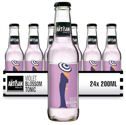 Artisan Violet Blossom Tonic Water - 24 x 200ml Naturally Flavoured Tonic Bottles - 100% Natural Ingredients - Violet, Apple & Elderflower Blossom - Perfect for Gin & Tonic Serve