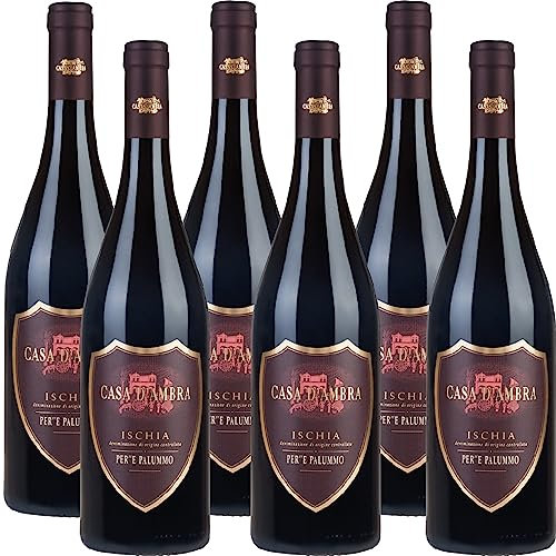 Ischia Per''E Palummo Casa d'Ambra | Vino Rosso dell'Isola di Ischia | Confezione 6 bottiglie da 75 cl | Idea Regalo