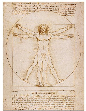 Kunstdruck Poster - Leonardo da Vinci Vitruvianischer Mensch 30x40 cm ca. A3 - Alte Meister Bild ohne Rahmen