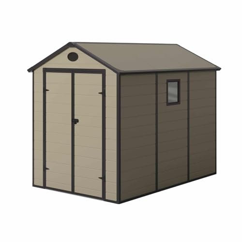 Gardiun Abri de Jardin en Résine Graciella 5,23 m² Ext. 278x188x225 cm Écru/Marron