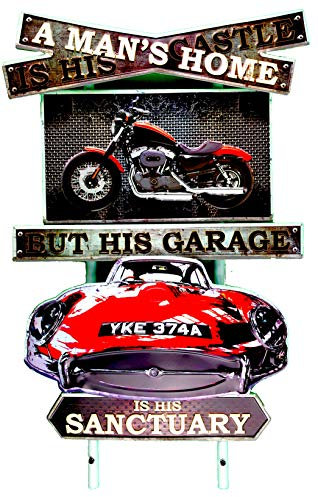 Cartel Retro Garage 79x47 cm Decoración Pared Metálica Letrero de Metal para Casa Placa Cochera Regalo para Hombre (200)