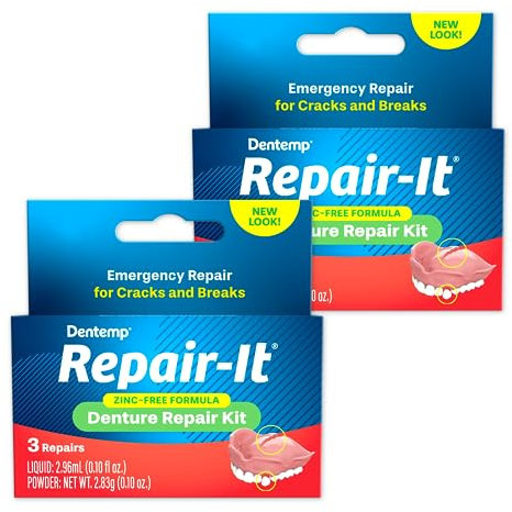 Dentemp Repair-It Advanced Formula Kit de Réparation de Prothèses Dentaires (Lot de 2) – Pour Prothèses Cassées