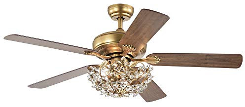 Home Accessories CFL-8431REMO/AG Nickoe envejecido dorado 52 pulgadas 5 hojas ventilador de techo con iluminación de metal