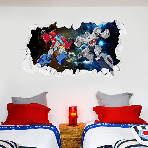 Beautiful Game Transformers Wandtattoo – Optimus Prime Megatron Face Off Broken Wall Decal Vinyl Art Mural Kinderzimmer Geschenk (90 cm Breite x 45 cm Höhe)