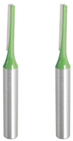 Aopin Router Bit 4mm Cutting Dia 6mm Shank Dia Single Flute Straight Bit Carbide for Woodworking Milling Cutter Tool, Green, Silver, 2Pcs