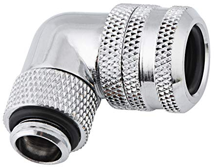 VBESTLIFE PC Wasserkühlung Two-Touch Fitting G1/4 Gewinde 90 Grad Winkelanschluss für 10mm Innendurchmesser und 14mm Außendurchmesser Hartrohr(Silber)