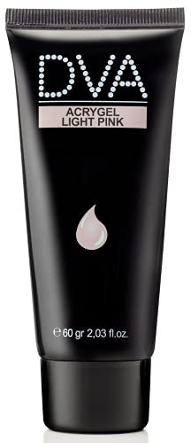 DVA, Acrygel Couleur Rose Clair, Gel pour la Reconstruction des Ongles, Composé Léger et Modelable, Sans Égouttement, pour des Ongles Solides et Légers, Convient aux Ongles Endommagés, 60 gr
