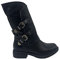 STILL Stivale Donna Scarpe Stivaletto con Fibbia Laterale Zip Cerniera Biker Motociclista Stivali Inverno Nuovi 38 Nero