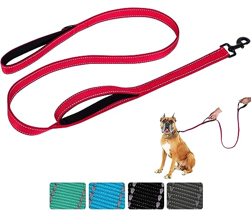 Aepeasti Hundeleine für mittelgroße bis große Hunde mit Zwei gepolsterten Griffen 5FT/6FT, Hundeleine mit Doppelgriff, reflektierende Trainingsleine, langlebige Verkehrsleine