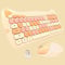 Ensemble clavier et souris sans fil, motif chat mignon, clavier et souris kawaii pour filles et enfants, touches colorées insonorisées, compatible avec ordinateur portable, PC (MilkTea-84Keys)