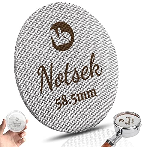 NOTSEK Puck Screen 58.5mm, Espresso Sieb für Siebträger, mit Acryl Aufbewahrungsbox, 1.7mm Dicke 150μm, Edelstahl 316, Wiederverwendbar Puckfilter, Kaffee Siebträger Unteres Duschsieb