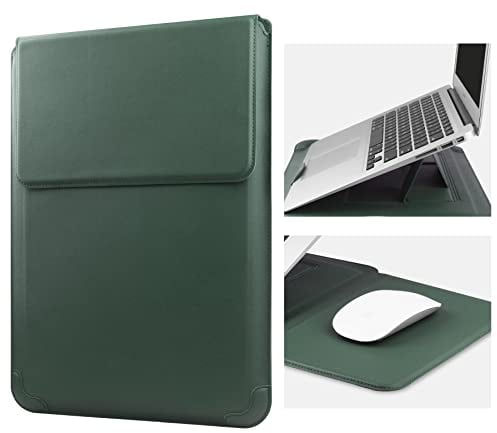 HoYiXi 14'' Laptop Custodia con Stand Sleeve Case in Pelle Compatibile con MacBook Pro 14 2021/ASUS Vivobook 14/HP Pavilion X360/ IdeaPad/Dell HP ASUS Acer HUAWEI Matebook 14'' PC, Verde