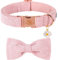 Elegant little tail Hundehalsband mit Schleife – Fischgrätenmuster Rosa Hundehalsband Mädchen Schleife Baumwolle Strapazierfähiges Schleifenhalsband Haustier-Hundehalsband für mittelgroße Hunde