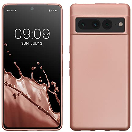 kwmobile Case for Google Pixel 7 Pro Case - Soft Slim Metallic TPU Silicone Cover - Metallic Rose Gold