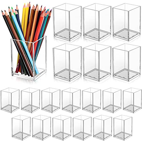 20 Stück Acryl Stifthalter Klar Make-up Pinsel Halter Stifthalter für Schreibtisch Bleistift Tasse Acryl Schreibtisch Zubehör Desktop Schreibwaren Organizer für Büro Schule Heimbedarf (transparent)