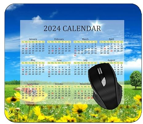 YENDOSTEEN Mauspad 2024 Kalender,Caterpillar Grasblumen Weiß Mauspads 220 * 180 * 3 mm