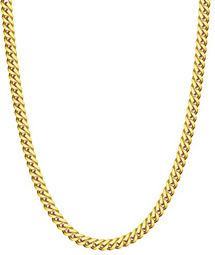 Evegfts Herren Kette Gold, 6MM Diamant Schnitt Herren Goldketten Miami Cuban Link Chain Halskette für Herren Damen Schmuck Geschenk für Herren Damen Jungen Mädchen Herrenkette Super Glänzend 46cm