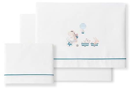 Sabanas Bebé Algodón para COCHE/CAPAZO 40X80 Primavera-Verano-Otoño (bajera+encimera+funda almohada) (Bici bco petro)