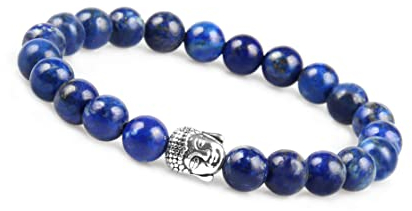 GD GOOD.designs Buddha Armband für Damen und Herren I Perlenarmband mit echten 8mm Lapislazuli Perlen I Blaues Kugelarmband