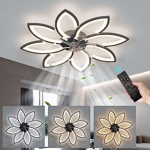 GaoHX LED Deckenventilator mit Beleuchtung, Modern Dimmbar 3000K-6500K Deckenleuchte Mit Ventilator, Leise Reversibel Deckenventilator Mit Lampe Für Wohnzimmer Schlafzimmer Esszimmer