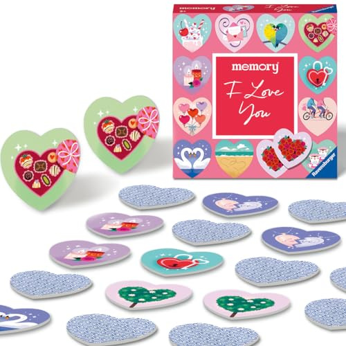 Ravensburger 22398 Memory® Moments - I Love You, Spiele-Klassiker für 2 bis 6 Spieler ab 3 Jahren mit 24 Kartenpaaren in Herzform