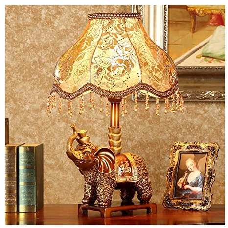 Schlafzimmer-Nachttischlampe Nachttisch Elefant Tischlampe European kreatives Schlafzimmer Lichtdekoration Harz Klassische Tischlampe Dekoration for Wohnzimmer Hotel Schreibtisch Schreibtischlampe Tis