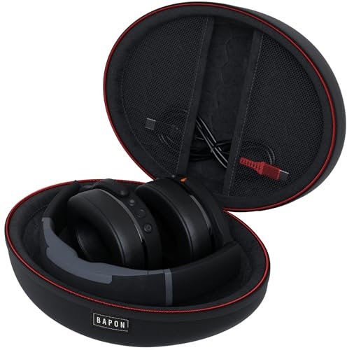 BAPON Travel Over Ear Headphone Case - Hard Shell Headphone Case with USB-C Cable - Compatible with Skullcandy Crusher Evo/Anc/Hesh - Case to Carry Noise Cancelling Foldable Wireless Headphone (Black)