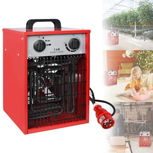 ACXIN Elektroheizer Heizlüfter 5KW，Elektroheizung Energiesparend mit 3 Heizstufen Profi-Industrie Heizgerät Überlastschutz für Innen- und Außenbereich (5000W)
