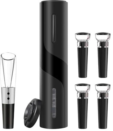 ELMWAY 7-in-1 Electric Wine Opener Set – Rechargeable Automatic Corkscrew with Advanced Aerator Pourer, 4 Vacuum Stoppers & Foil Cutter – Ideal for Wine Lovers
