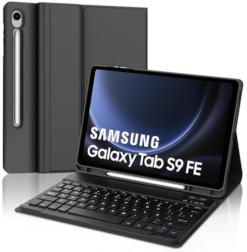 JADEMALL Tastiera per Samsung S10 FE 10.9 2025/S10 FE 10.9 2023, Custodia con Italiana QWERTY Layout Tastiera Bluetooth con Portapenne per Galaxy Tab S9 FE/S10 FE 10.9, Nero