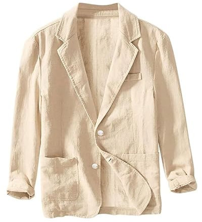 Yahbrra Giacca da uomo in lino Blazer Giacca per il tempo libero Giacca a due bottoni leggeri Cappotti sportivi Slim Fit Blazer per il tempo libero Giacca da uomo Giacca sportiva per il tempo libero