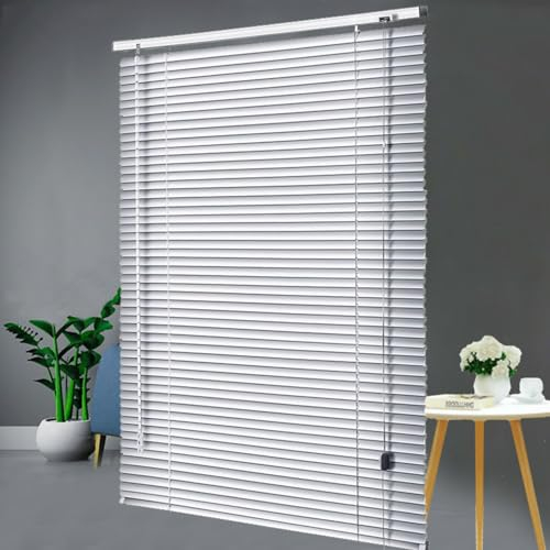 SANJIAOJIA Aluminium-Metall-Jalousien,Silber,Alu-Jalousie Für Fenster,Zuhause Büro Verdunkelungsrollos,25 mm Lamellen-Rollo Für Sicht- und Sonnenschutz,Anpassbar,Breite × Höhe (65cm x 250cm)