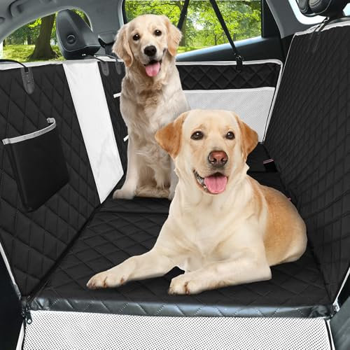 DAISTERN Hundedecke Auto Rückbank mit Harter Unterseite, Hundematte Auto mit 8-lagiges Verbessertes Material Multifunktionales Stauraum-Design Wasserdicht Kratzfest rutschfest, Einfach zu Reinigen