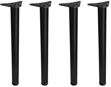 Stolmet Adjustable Stainless Steel Table Legs – Height Extendable by 2.5 cm – Available in Six Colours – 710mm, 820mm, 1100mm (28, 32, 43) – 60mm Diameter (Black, 820mm (32 inch) x4)