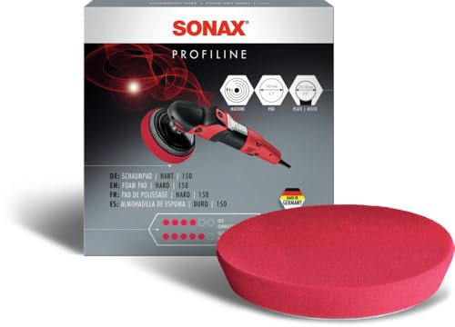 SONAX SchaumPad hart 150 (1 Stück) zum maschinellen Schleifpolieren von verkratzten und verwitterten Lacken PROFILINE Polituren | Art-Nr. 04922410