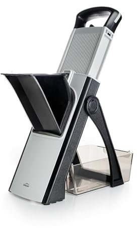 Lacor - 60860 - Mandoline Vertical Plus, Lame en acier inoxydable, Sans BPA, Dimensions : 31x41 cm, 4 Types de Coupe, Pliable