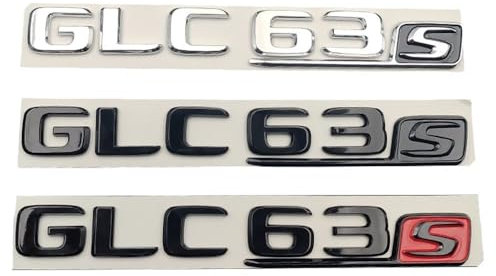 ERAKAFZTTK 3D ABS Chrom Schwarz Logo GLC63S Emblem Buchstaben Aufkleber Auto Stamm Abzeichen Aufkleber Fit for Mercedes Benz GLC 63S AMG GLC 63 S Zubehör(Black Red)