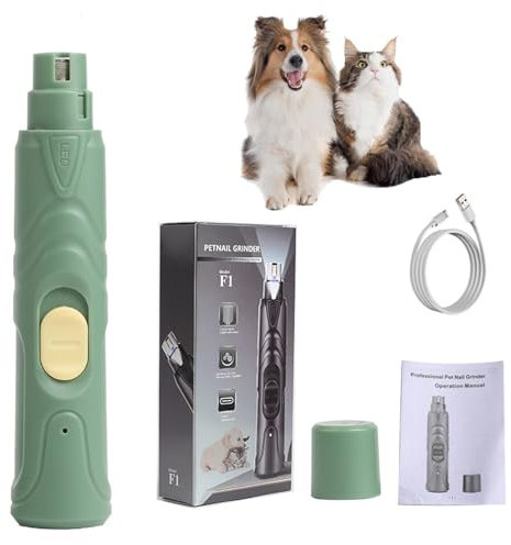 YPDOPORA Rechargeable Dog Nail Grinder for Large Dogs, Medium & Small Dogs, Professional Pet Nail Grinder for Dogs Quiet Soft Puppy Grooming, Cat Nail Grinder, Dog Nail Trimmer,Green