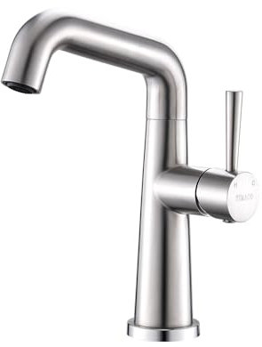 TIMACO Wasserhahn Bad Waschtischarmatur Einhebel-Mischbatterie Badarmatur Waschbecken Badezimmer Kaltes und Heißes Wasser Vorhanden,Gebürsteter Nickel