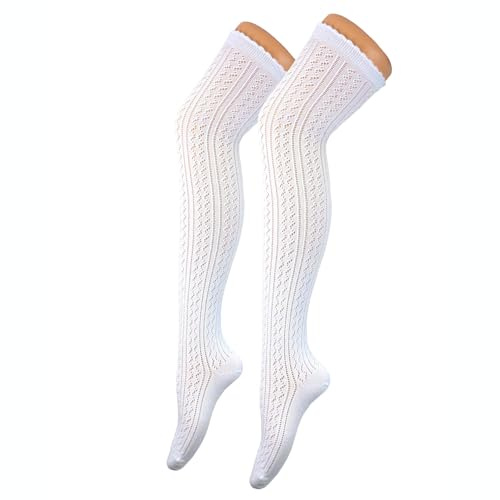 BF Souvenirs Edle Damen Trachten Kniestrümpfe Häkellook aus merzerisierter Baumwolle – Dirndlstrümpfe Trachtenstrümpfe mit handgekettelter Spitze für Hochzeit, Oktoberfest, Wiesn und Volksfest