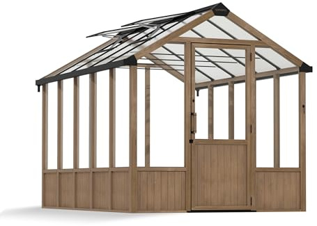 Canopia Gewächshaus für den Außenbereich, Zedernholzrahmen, UV-geschützte Polycarbonatplatten, Natura (Zedernklar, 8 x 12 (2,4 x 3,6 m))