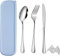 QZLSAYSL Set De Couverts De Voyage, Couverts, Couverts De Voyage, BoîTe De Couverts RéUtilisables Pour L'éCole, Le Voyage, Le Camping-5pcs (bleu (couleur))
