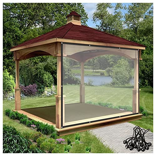 Transparente Pavillonpaneele für den Außenbereich, reiß- und rostfest, Seitenverkleidungen mit Steg, ideal für Carport, Veranda, Pavillons und Baldachine, 6 x 5 m