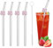 4 PCS Glass Straws Drinking, Reusable Bent Glass Straw with Cleaning Brush, Clear Straw with Bows for Smoothies, Cocktails, Coffee & Juice