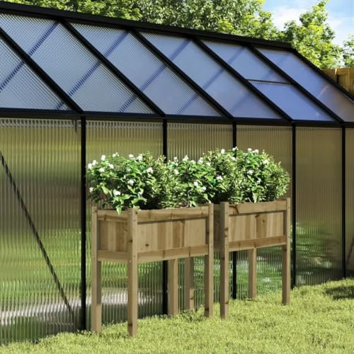 WKIEQACO Jardineras para el hogar y el jardín, 2 piezas con patas impregnadas de madera de pino