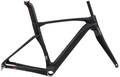 SXYKXYDL 700C Rennrad-Rahmenset 43,5/46/48/50/52/54/56 cm Cyclocross-Rennradrahmen Carbonfaser-Fahrradrahmen Scheibenbremse Steckachse F12100 mm R12142 mm (Schwarz, 52 cm)