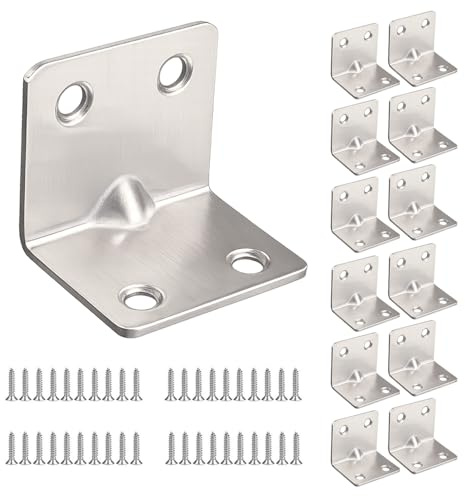 OMIDEAS 12 × Eckwinkel (30 × 30 × 40) Metallwinkel für Holzverbindungen, Möbelreparatur, Edelstahl, Schwarz, L-Verbinder