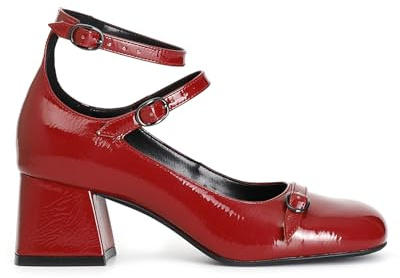 CAFèNOIR - Décolleté Con 3 Fibbie Effetto Vernice, Da Donna, Colore Rosso, Taglia 39