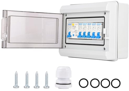 Quadro elettrico a 4 poli, IP65, quadro elettrico impermeabile con interruttore differenziale, mini quadro elettrico a vista per roulotte, garage, officine, 63 A, 30 mA RCD, 4 MCB