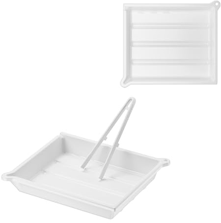 JJC Darkroom Fotodruck-Film-Entwicklungs-Tablett mit Silikon-Clip und Drainageanschluss und Thermometerschlitz, 33,4 x 38,4 cm, Weiß